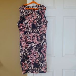 Like New Navy Blue Dress with Pink Flowers by Apricot VERY FLATTERING!!!